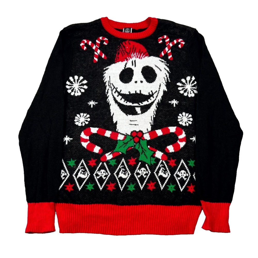 Disney Sweater Unisex Medium Black Nightmare Before Christmas Jack Skellington
